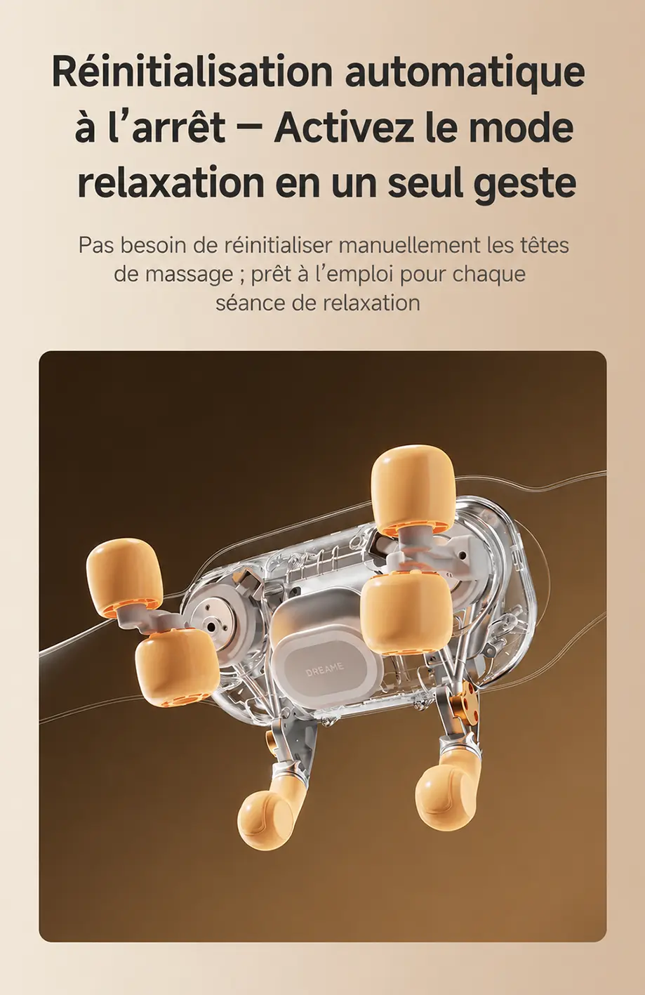 Mécanisme de réinitialisation automatique des têtes à l'arrêt du masseur DREAME N40 Pro