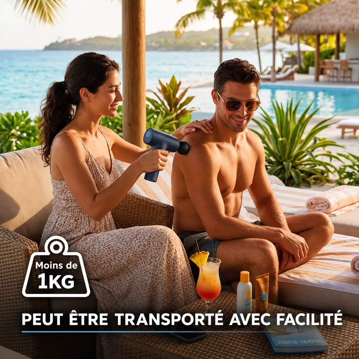 Pistolet de massage Dreame T60 léger et portable, idéal pour une utilisation en voyage ou en déplacement.