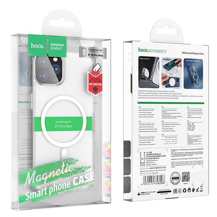 Coque Transparente HOCO Magnetic Série Compatible MagSafe pour iPhone 14 Pro Max