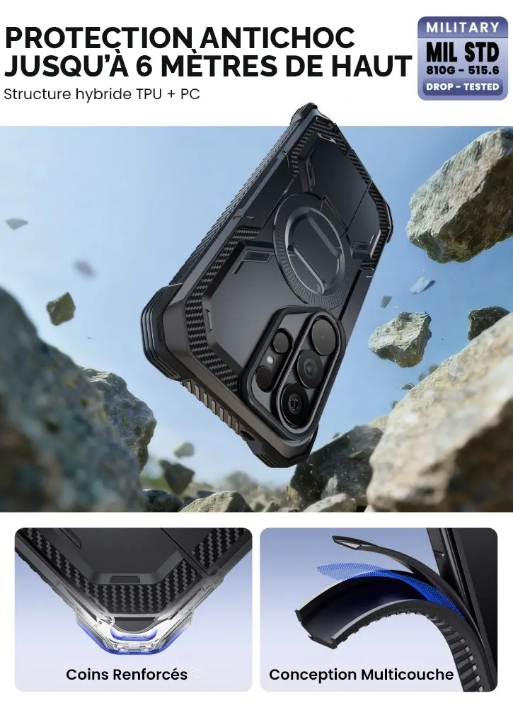 Coque Galaxy S26 Ultra i-Blason ArmorBox protection antichoc jusqu’à 6 mètres avec structure TPU PC et coins renforcés