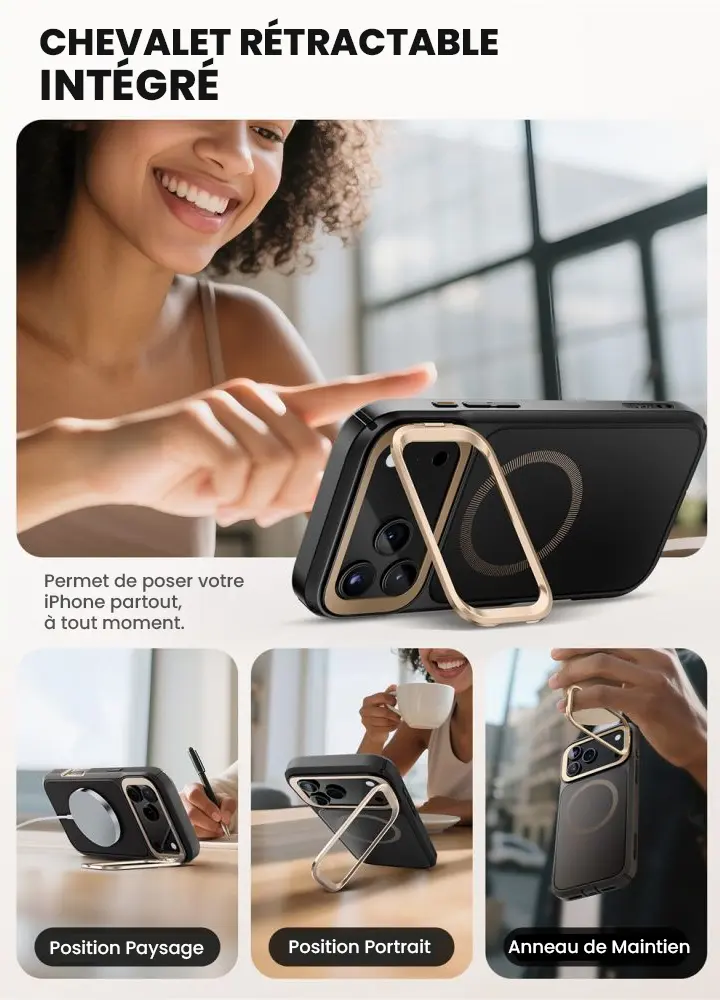 Coque Intégrale MagSafe I-BLASON Ares Flip pour iPhone 17 Pro - Chevalet Rétractable