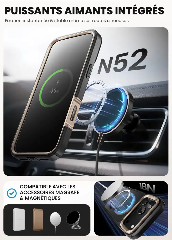 Coque Intégrale MagSafe I-BLASON Ares Flip pour iPhone 17 Pro - Aimants intégrés N52