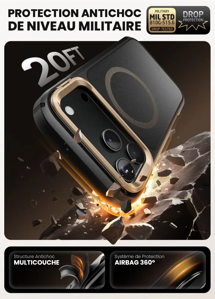 Coque Intégrale MagSafe I-BLASON Ares Flip pour iPhone 17 Pro - Certification Militaire MIL-STD-810G