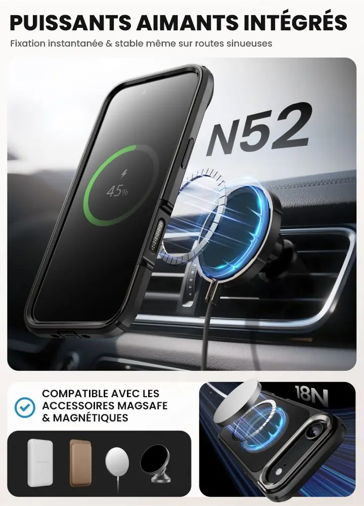 Coque Intégrale MagSafe I-BLASON Ares Flip pour iPhone Air - Aimants intégrés N52