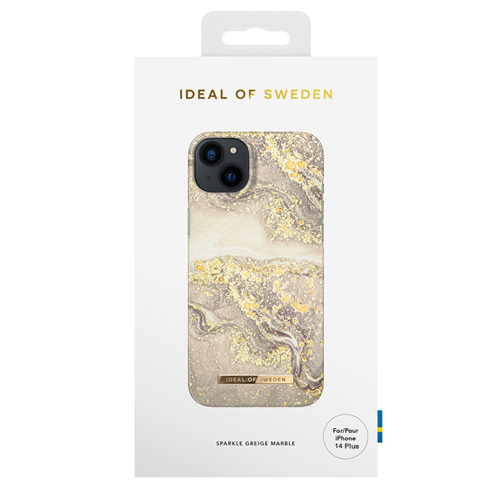 Coque IDEAL OF SWEDEN Sparkle Greige Marble pour iPhone 14 Plus