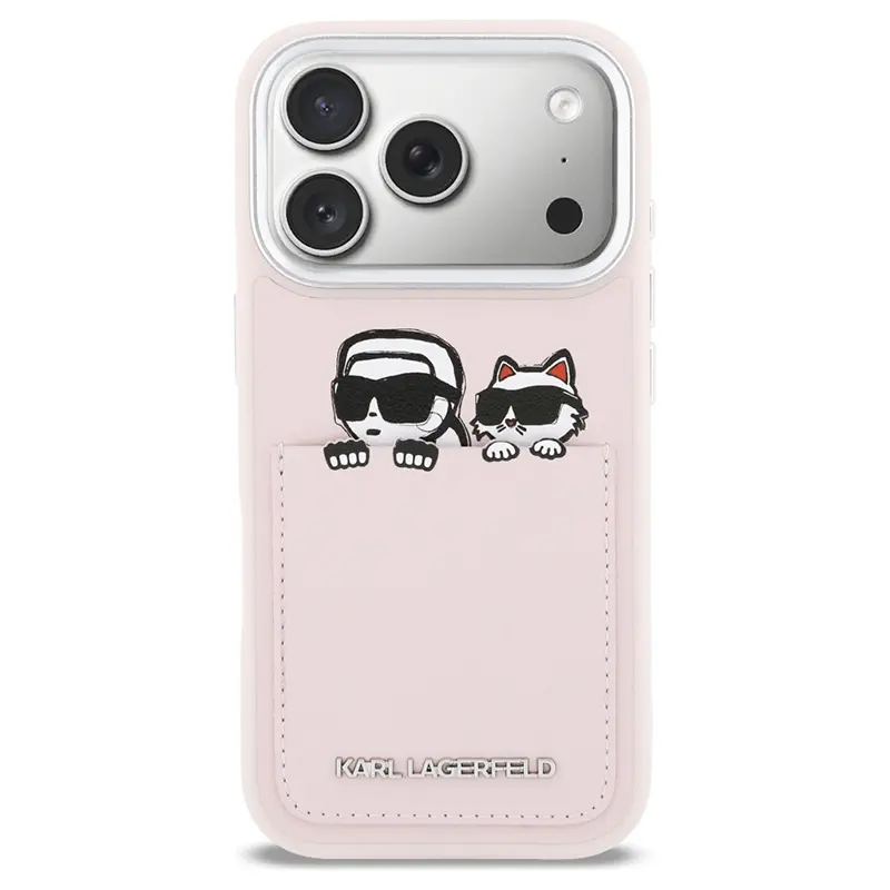 Coque CB KARL LAGERFELD avec Imprimé Karl & Choupette pour iPhone 17 Pro Max - Modèle Rose