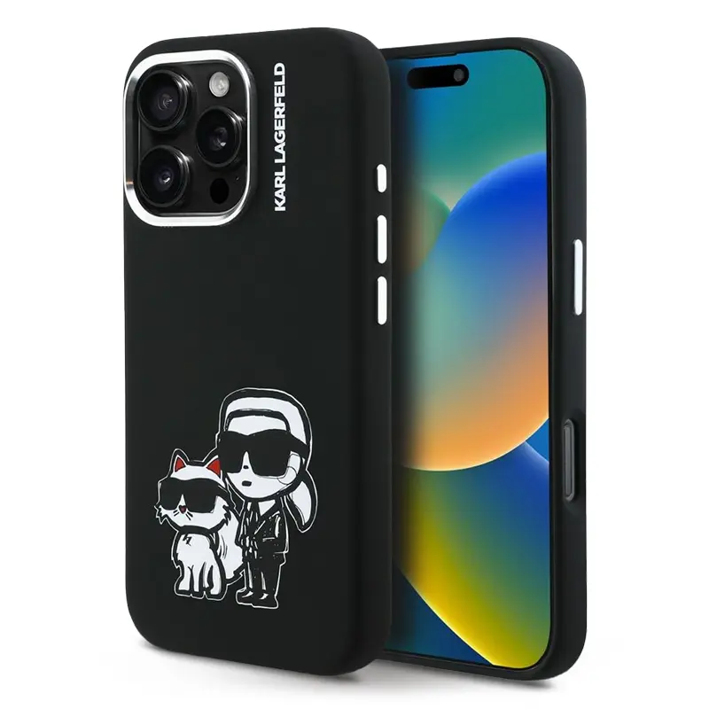 Coque MagSafe KARL LAGERFELD Silicone Karl & Choupette Sketch pour iPhone 16 Pro Max