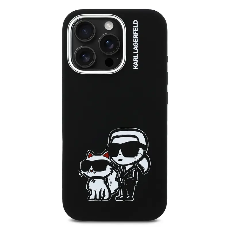 Coque MagSafe KARL LAGERFELD Silicone Karl & Choupette Sketch pour iPhone 16 Pro Max