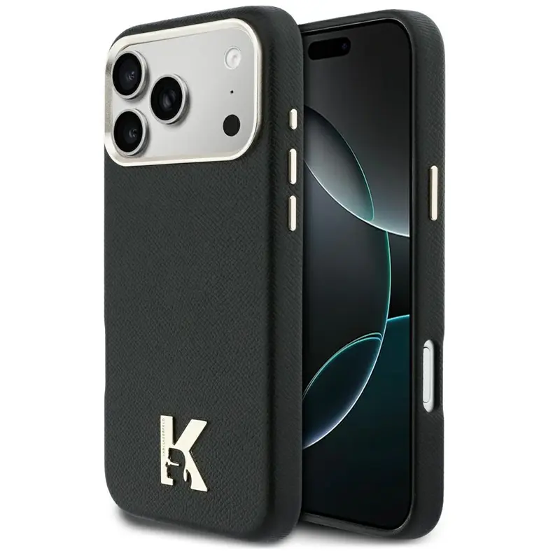 Coque MagSafe KARL LAGERFELD Karl Head avec Logo Métal pour iPhone 17 Pro Max - Modèle Noir