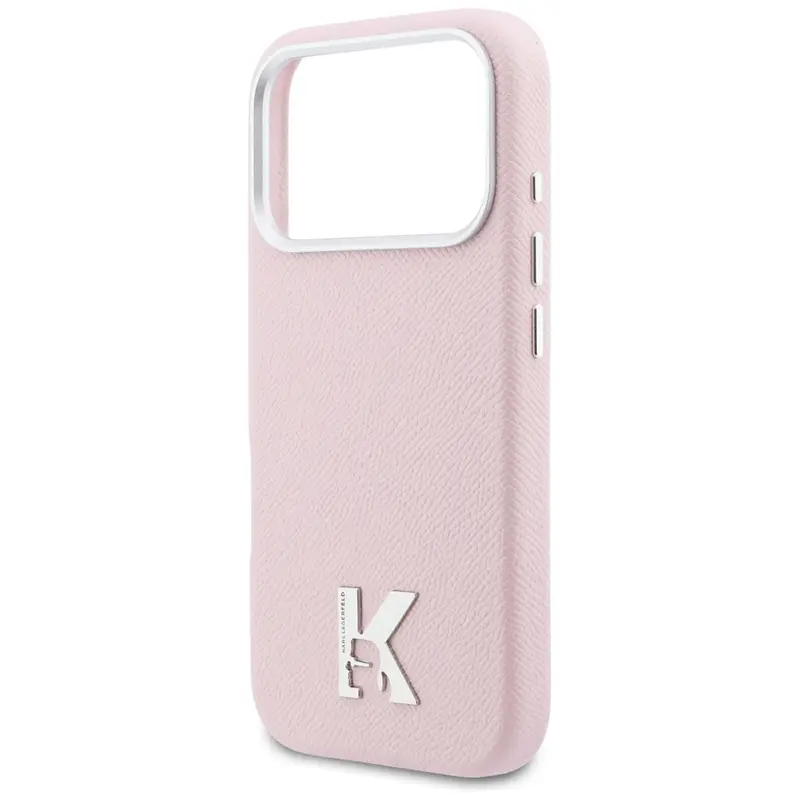 Coque MagSafe KARL LAGERFELD Karl Head avec Logo Métal pour iPhone 17 Pro Max - Modèle Rose sans iPhone