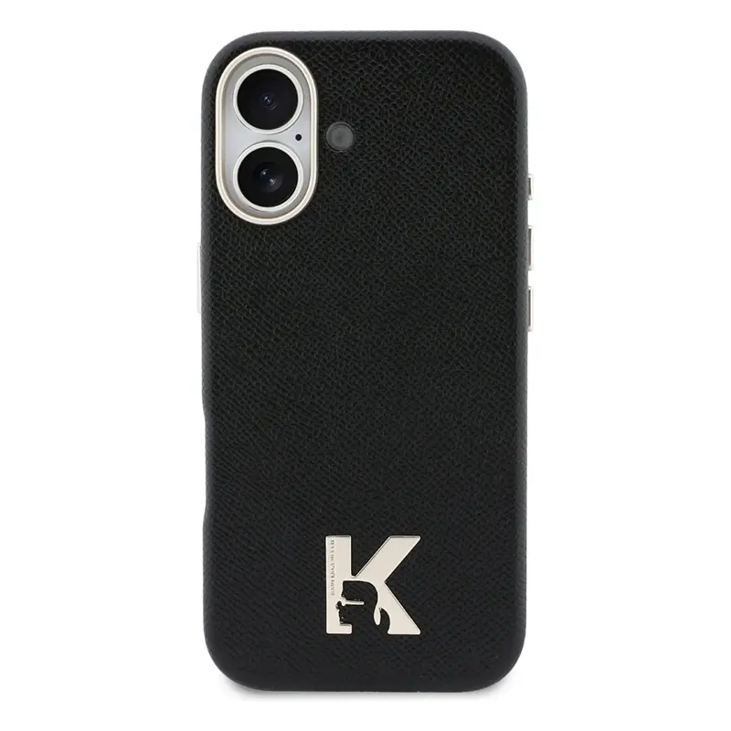Coque MagSafe KARL LAGERFELD Karl Head avec Logo Métal pour iPhone 17 - Modèle Noir vu de dos