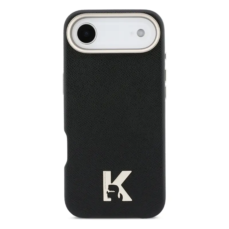 Coque MagSafe KARL LAGERFELD Karl Head avec Logo Métal pour iPhone Air - Modèle Noir vu de dos