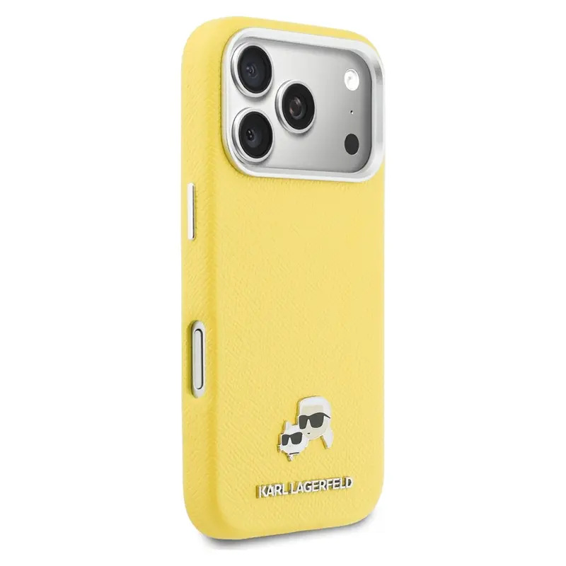Coque MagSafe KARL LAGERFELD avec Pins Karl & Choupette pour iPhone 17 Pro - Modèle Jaune