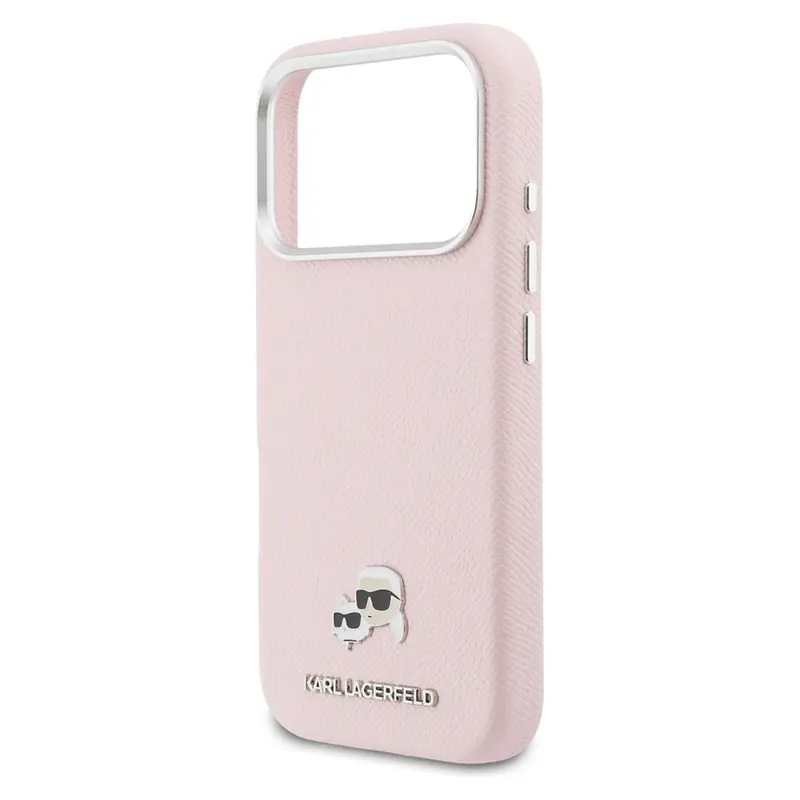 Coque MagSafe KARL LAGERFELD avec Pins Karl & Choupette pour iPhone 17 Pro Max - Modèle Rose
