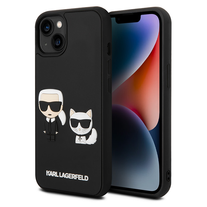 Coque Silicone KARL LAGERFELD Karl & Choupette 3D pour iPhone 14