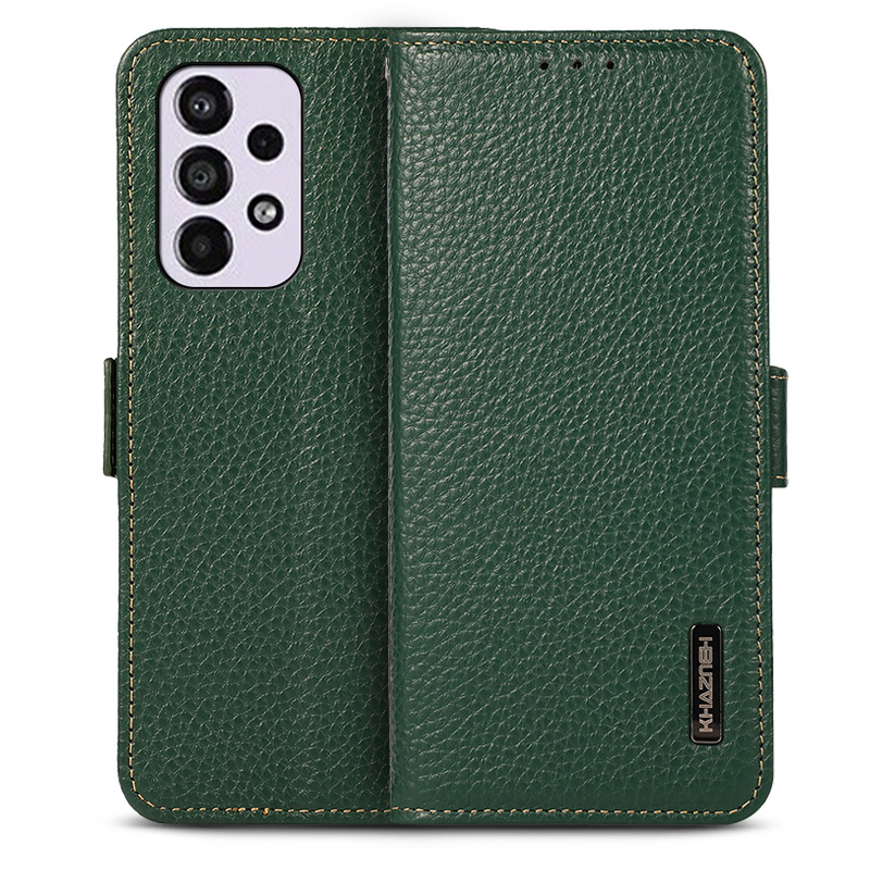 Étui Portefeuille KHAZNEH en Cuir Véritable pour Galaxy A73 5G
