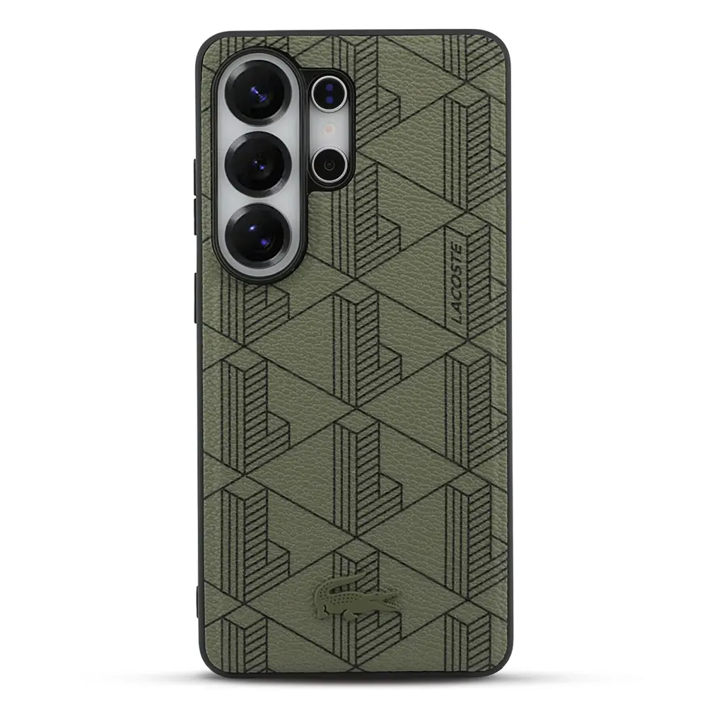 Coque MagSafe Lacoste Monogramme Collection pour Galaxy S26 Ultra - Coloris Kaki vue de face