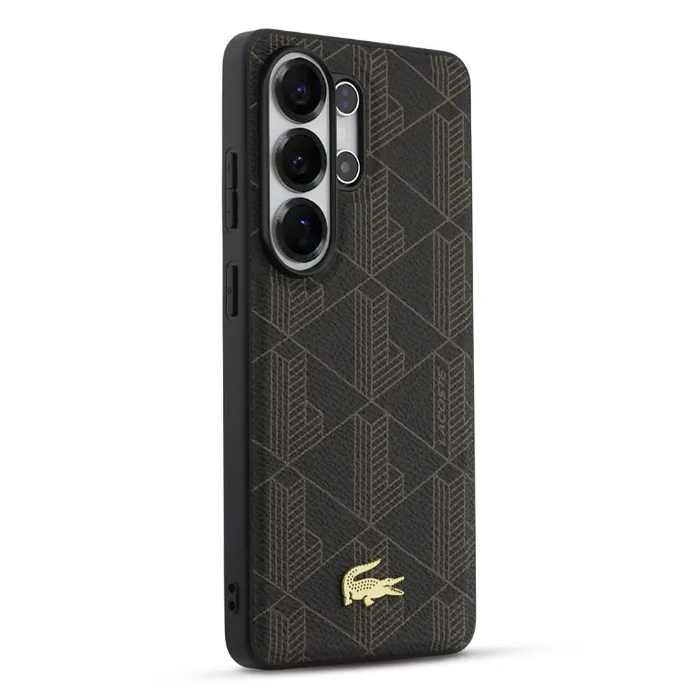 Coque MagSafe Lacoste Monogramme Collection pour Galaxy S26 Ultra - Coloris Marron vue latérale