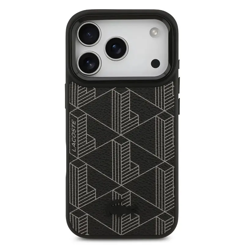 Coque MagSafe Lacoste Monogramme Collection noire pour iPhone 17 Pro