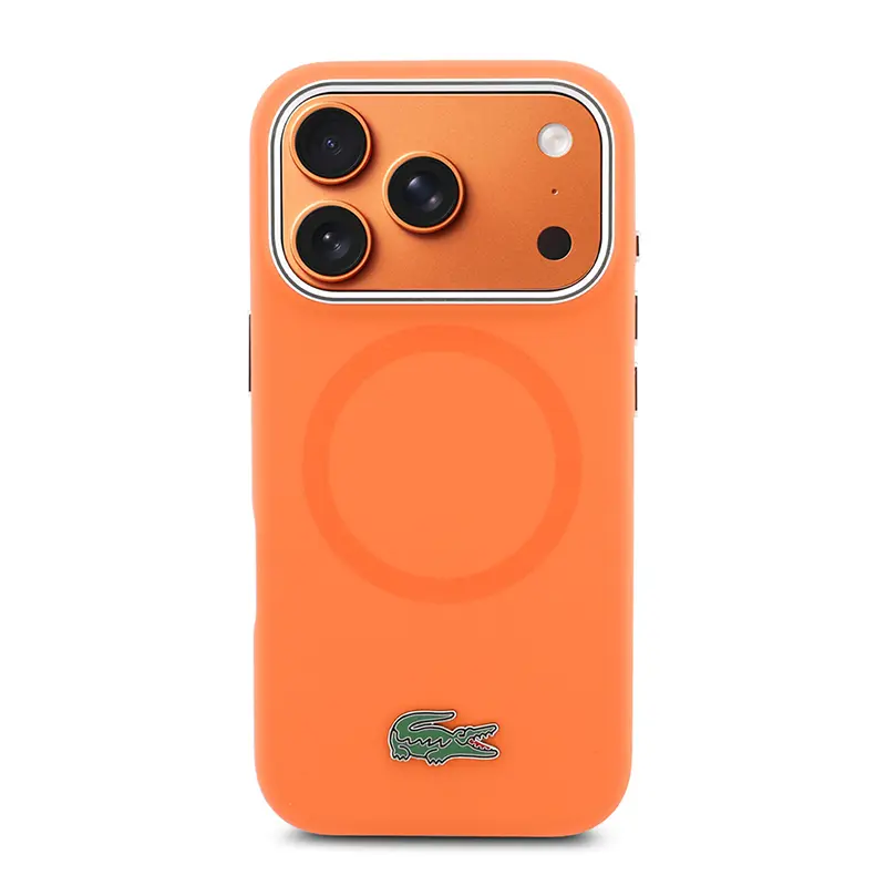 Coque Lacoste Orange MagSafe pour iPhone 17 Pro, vue arrière