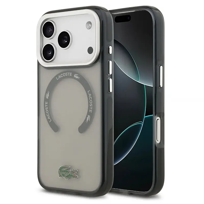 Coque Lacoste pour iPhone 17 Pro Max avec cadre noir translucide