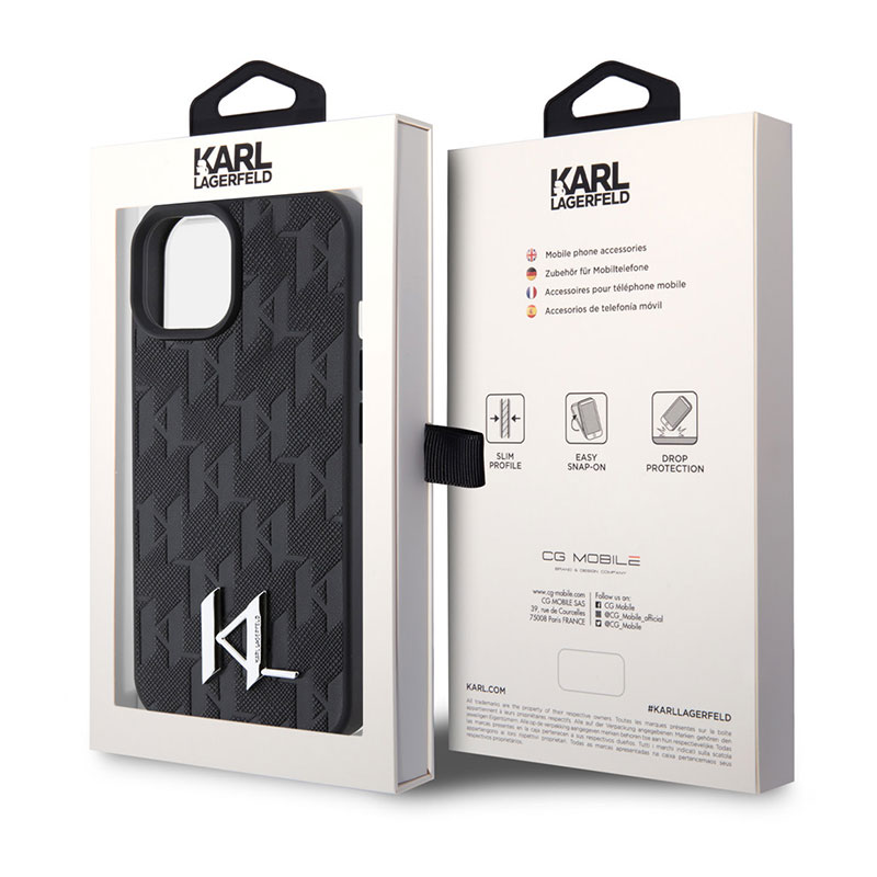 Coque KARL LAGERFELD Monogramme Logo KL pour iPhone 15
