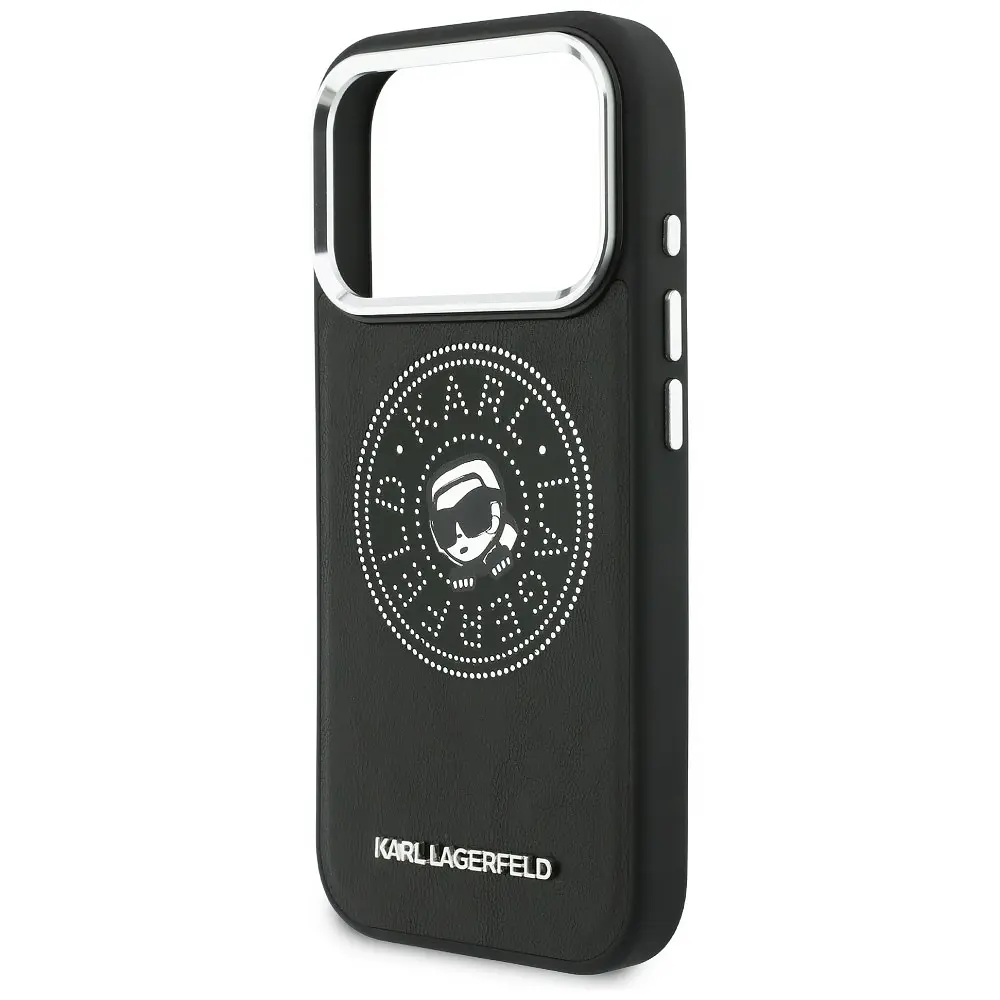 iPhone 17 Pro – Coque MagSafe KARL LAGERFELD Point & Karl Sketch - Vue de 3/4 Droit
