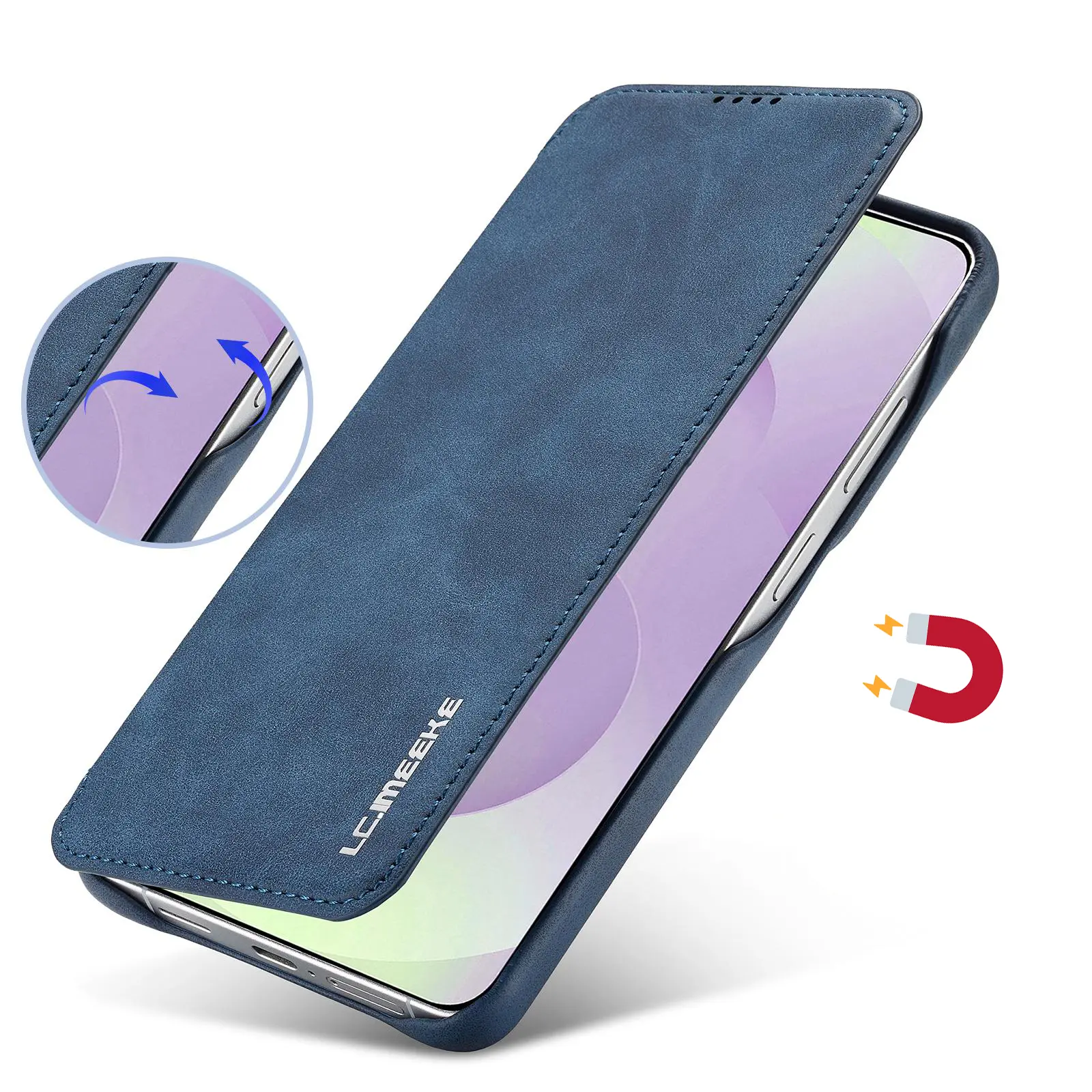 Fermeture magnétique intégrée sécurisée de l'étui LC.IMEEKE Hon Ancient bleu pour Galaxy S26 Ultra