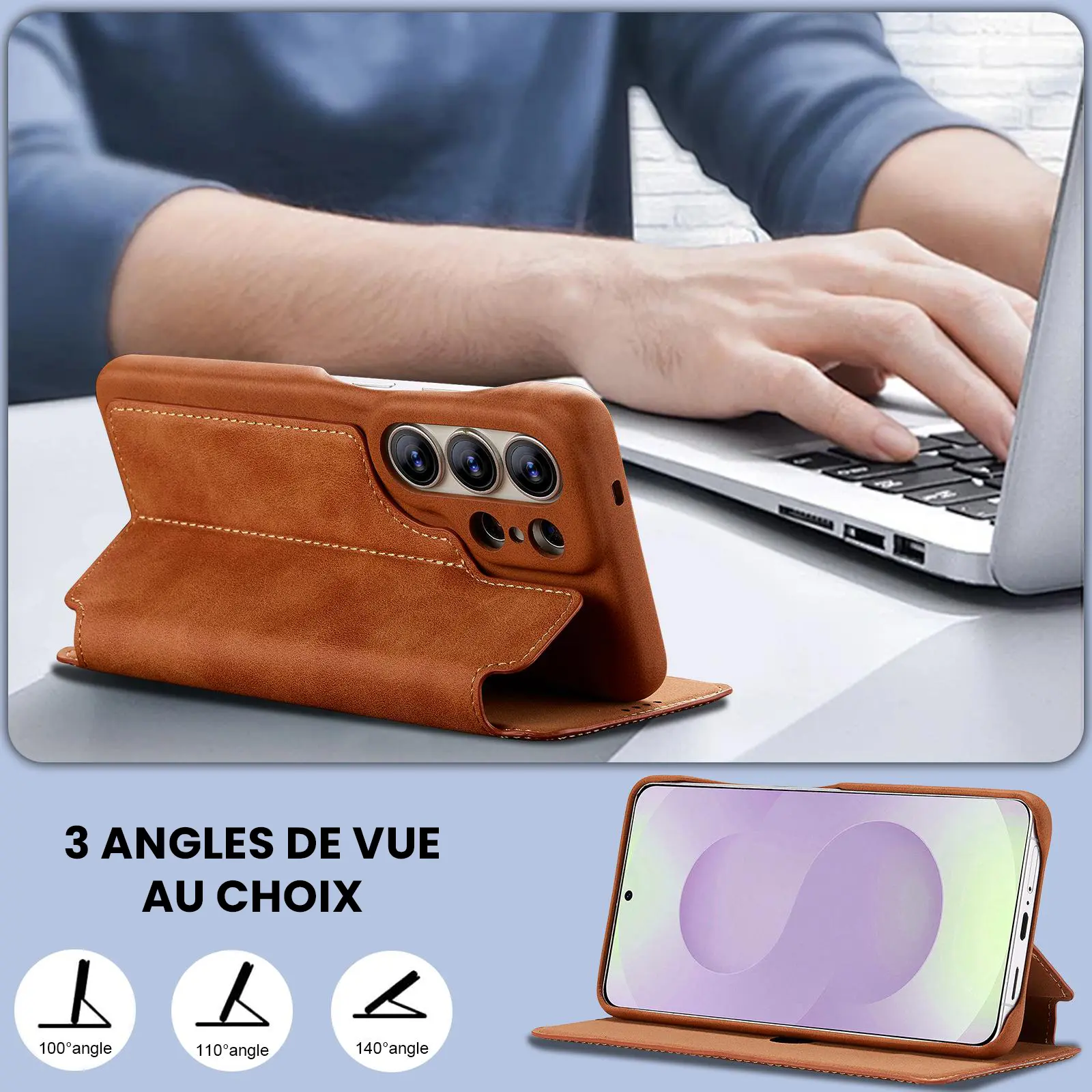 Fonction support chevalet ajustable de l'étui LC.IMEEKE Hon Ancient camel pour Galaxy S26 Ultra