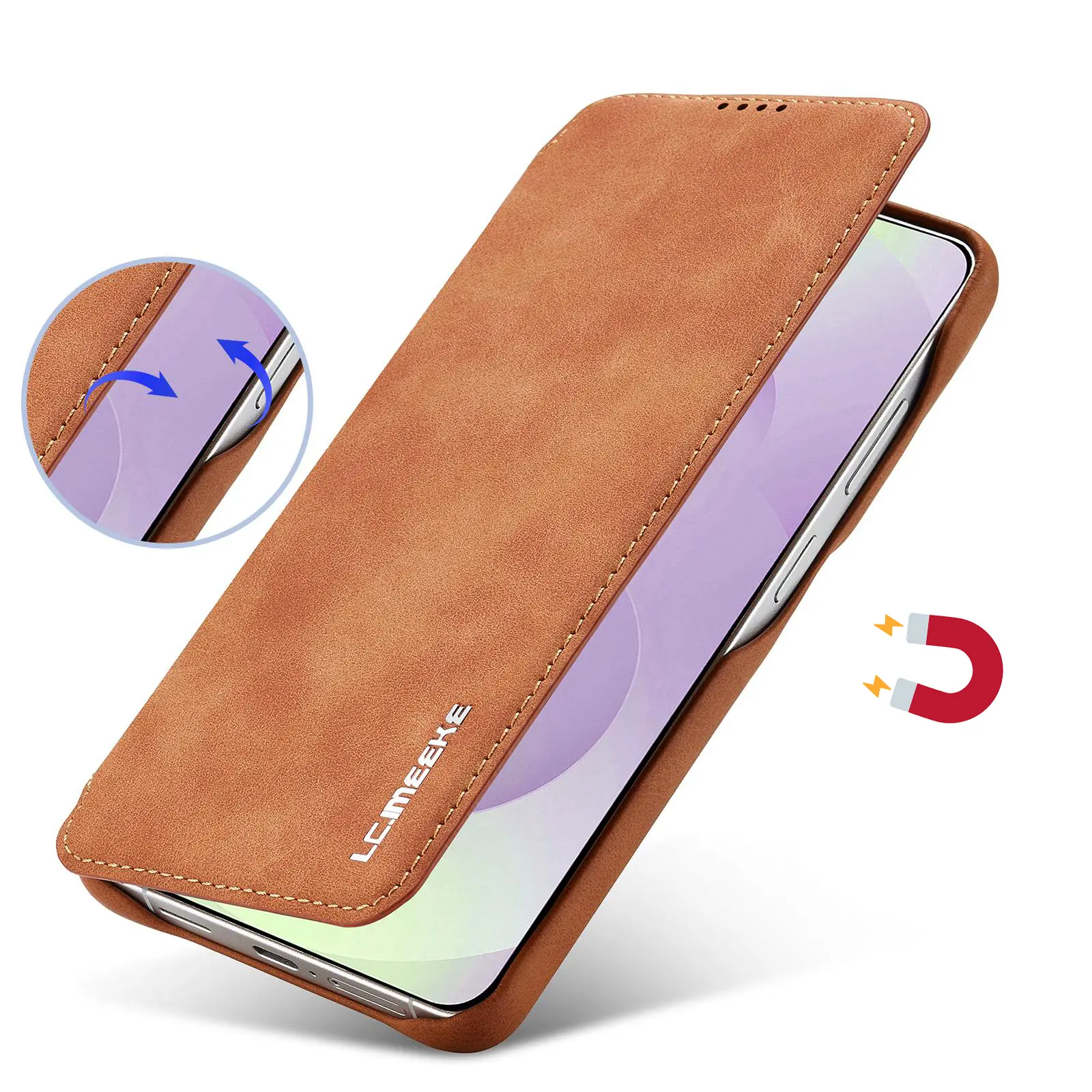 Fermeture magnétique intégrée sécurisée de l'étui LC.IMEEKE Hon Ancient camel pour Galaxy S26 Ultra