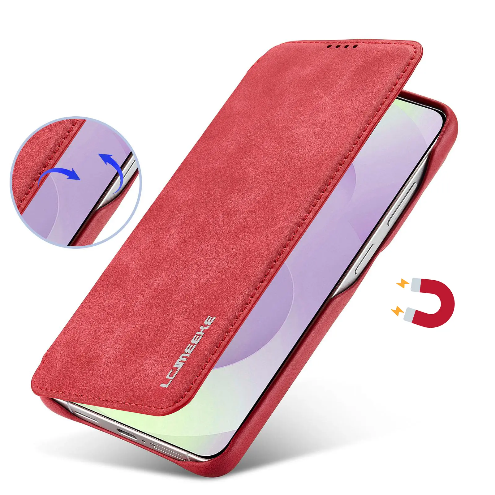 Fermeture magnétique intégrée sécurisée de l'étui LC.IMEEKE Hon Ancient rouge pour Galaxy S26 Ultra