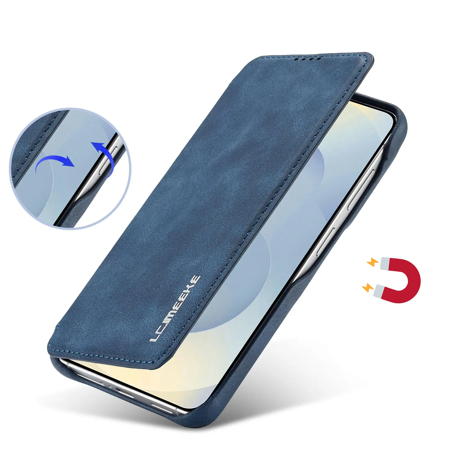 Fermeture magnétique intégrée sécurisée de l'étui LC.IMEEKE Hon Ancient bleu pour Galaxy S26 Plus
