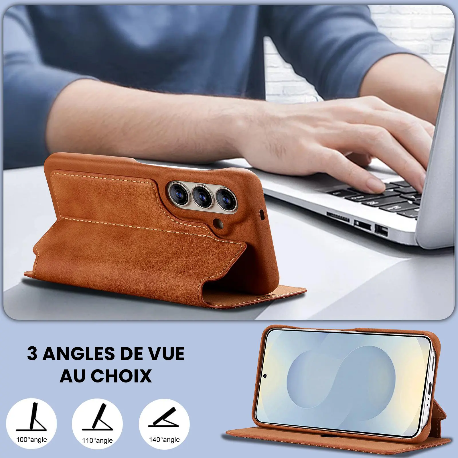 Fonction support chevalet ajustable de l'étui LC.IMEEKE Hon Ancient camel pour Galaxy S26 Plus