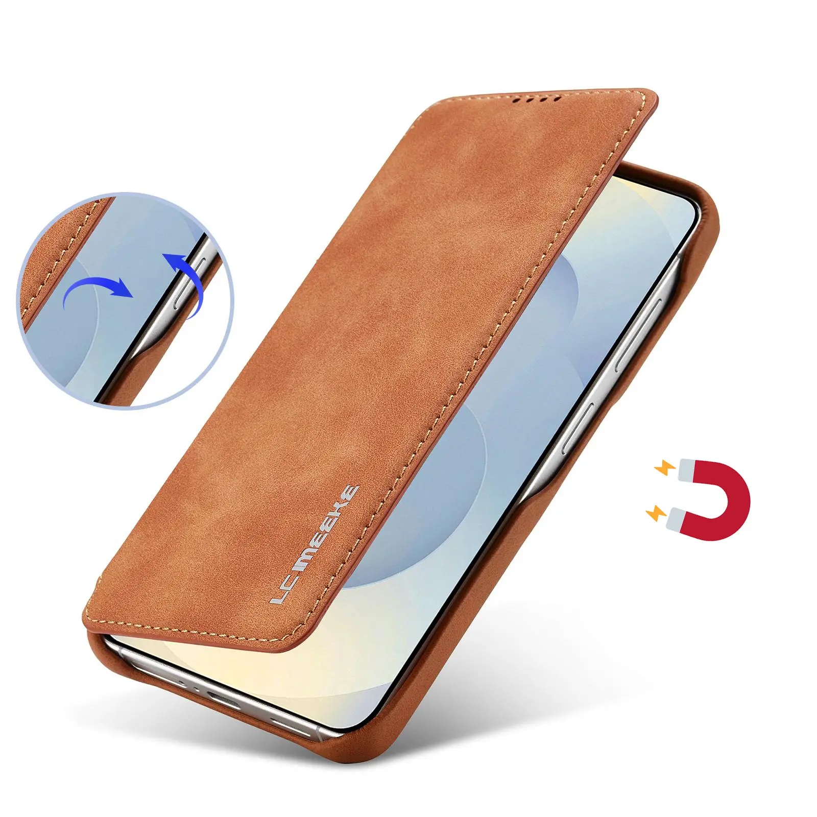 Fermeture magnétique intégrée sécurisée de l'étui LC.IMEEKE Hon Ancient camel pour Galaxy S26 Plus