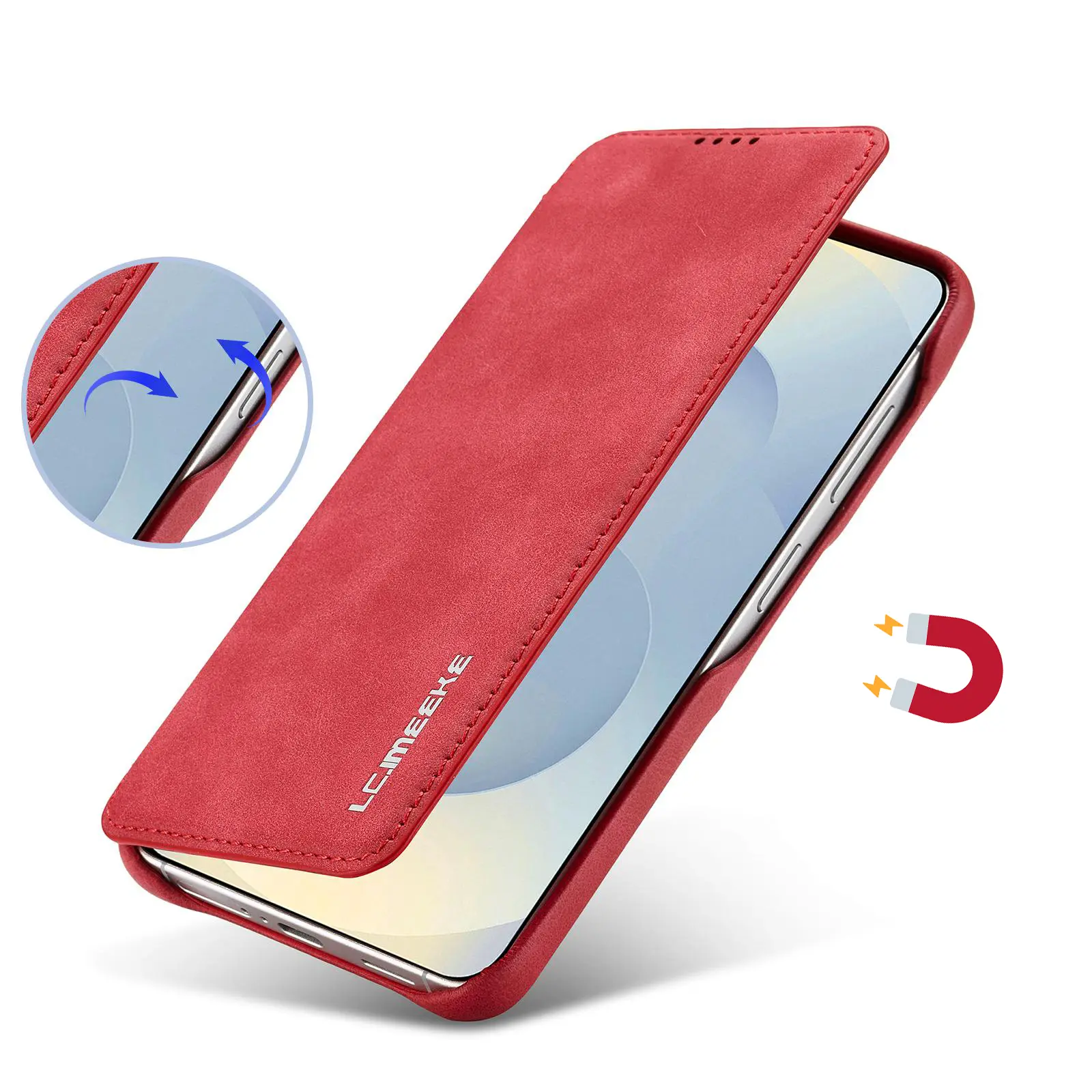 Fermeture magnétique intégrée sécurisée de l'étui LC.IMEEKE Hon Ancient rouge pour Galaxy S26 Plus