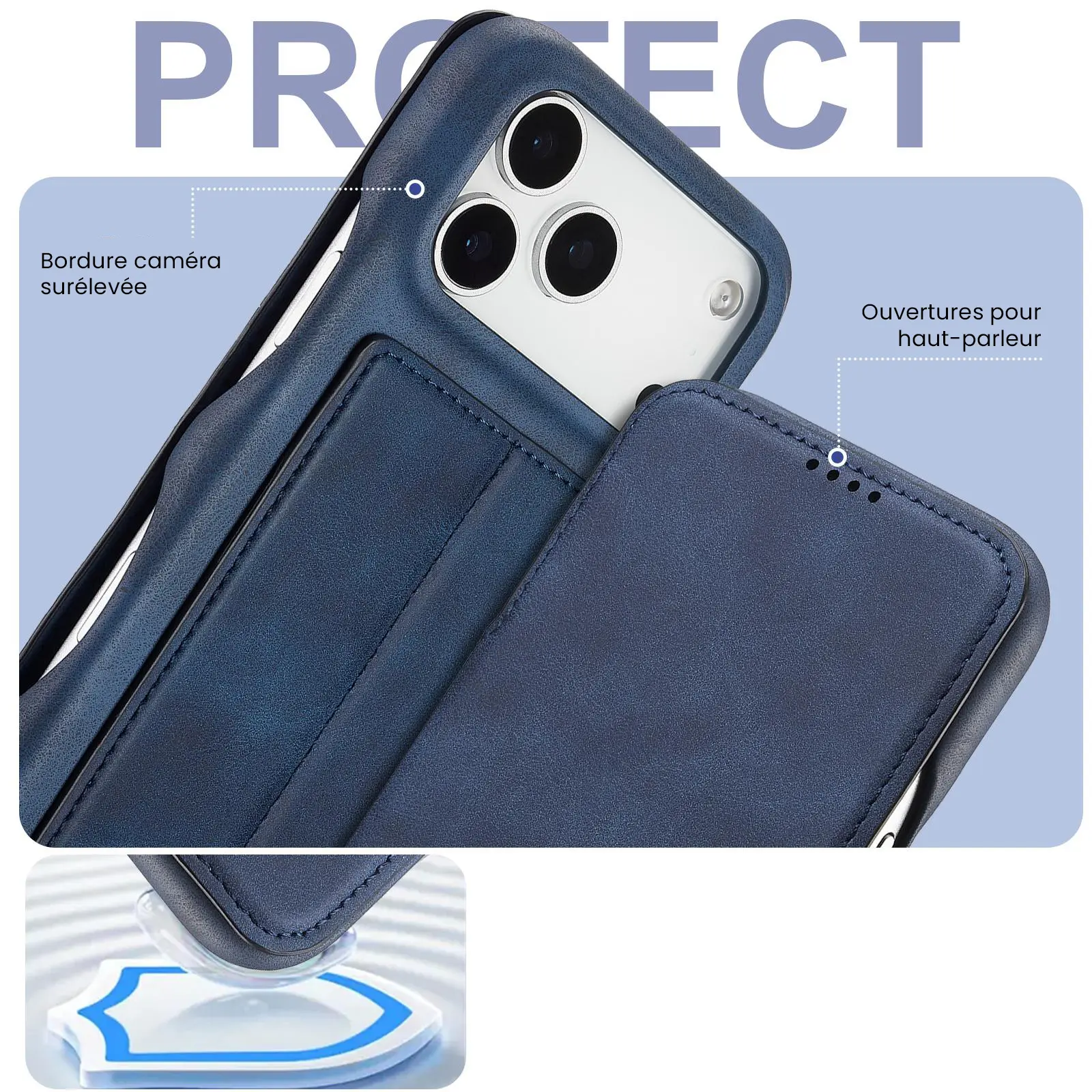 Structure de protection renforcée de l'étui LC.IMEEKE Hon Ancient bleu pour iPhone 17 Pro Max
