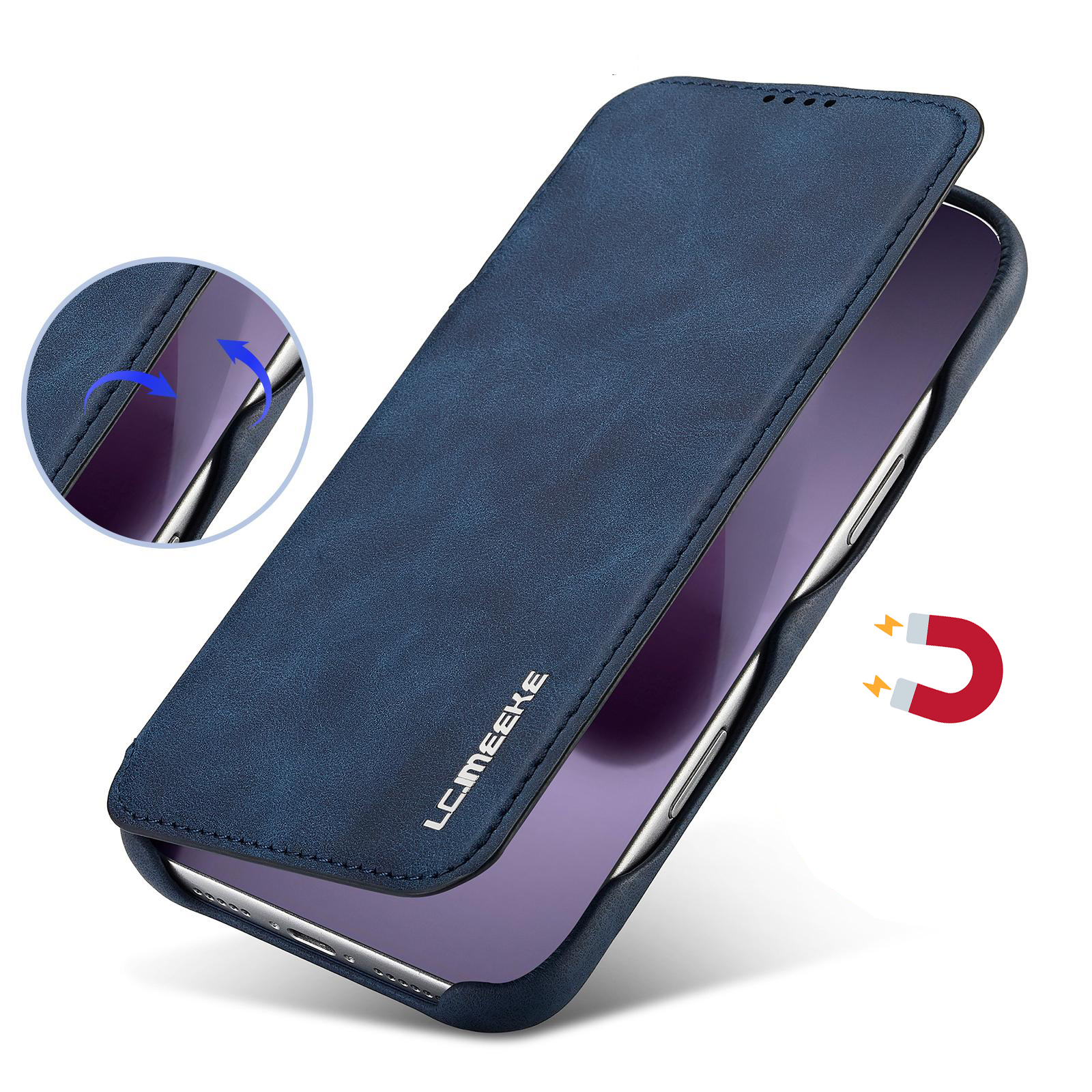 Fermeture magnétique intégrée sécurisée de l'étui LC.IMEEKE Hon Ancient bleu pour iPhone 17 Pro Max