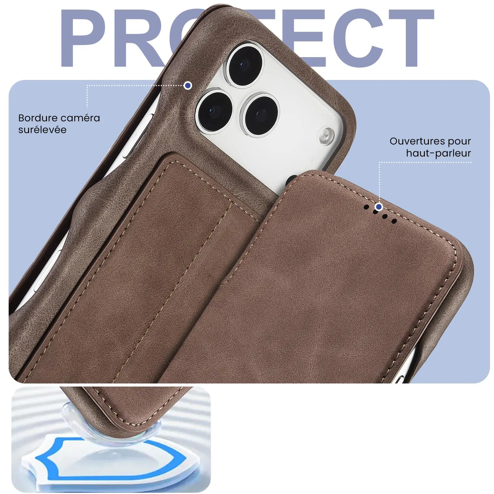 Structure de protection renforcée de l'étui LC.IMEEKE Hon Ancient marron pour iPhone 17 Pro Max