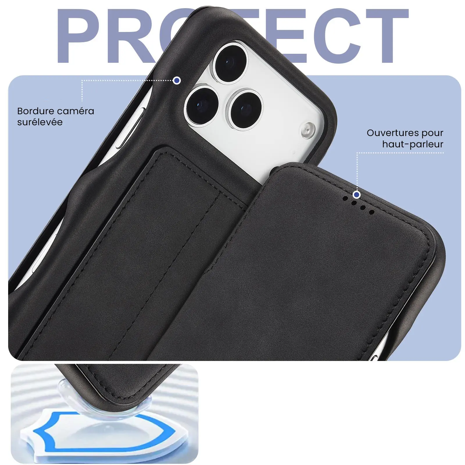 Structure de protection renforcée de l'étui LC.IMEEKE Hon Ancient noir pour iPhone 17 Pro Max
