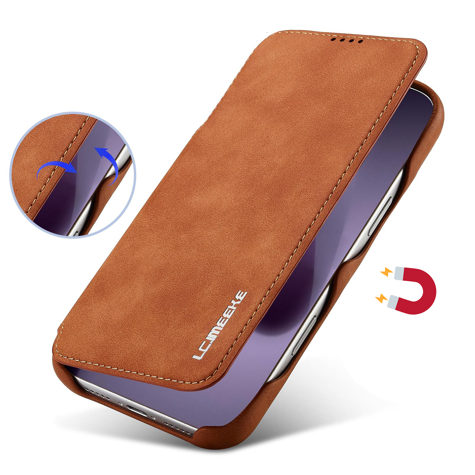 Fermeture magnétique intégrée sécurisée de l'étui LC.IMEEKE Hon Ancient ocre pour iPhone 17 Pro Max