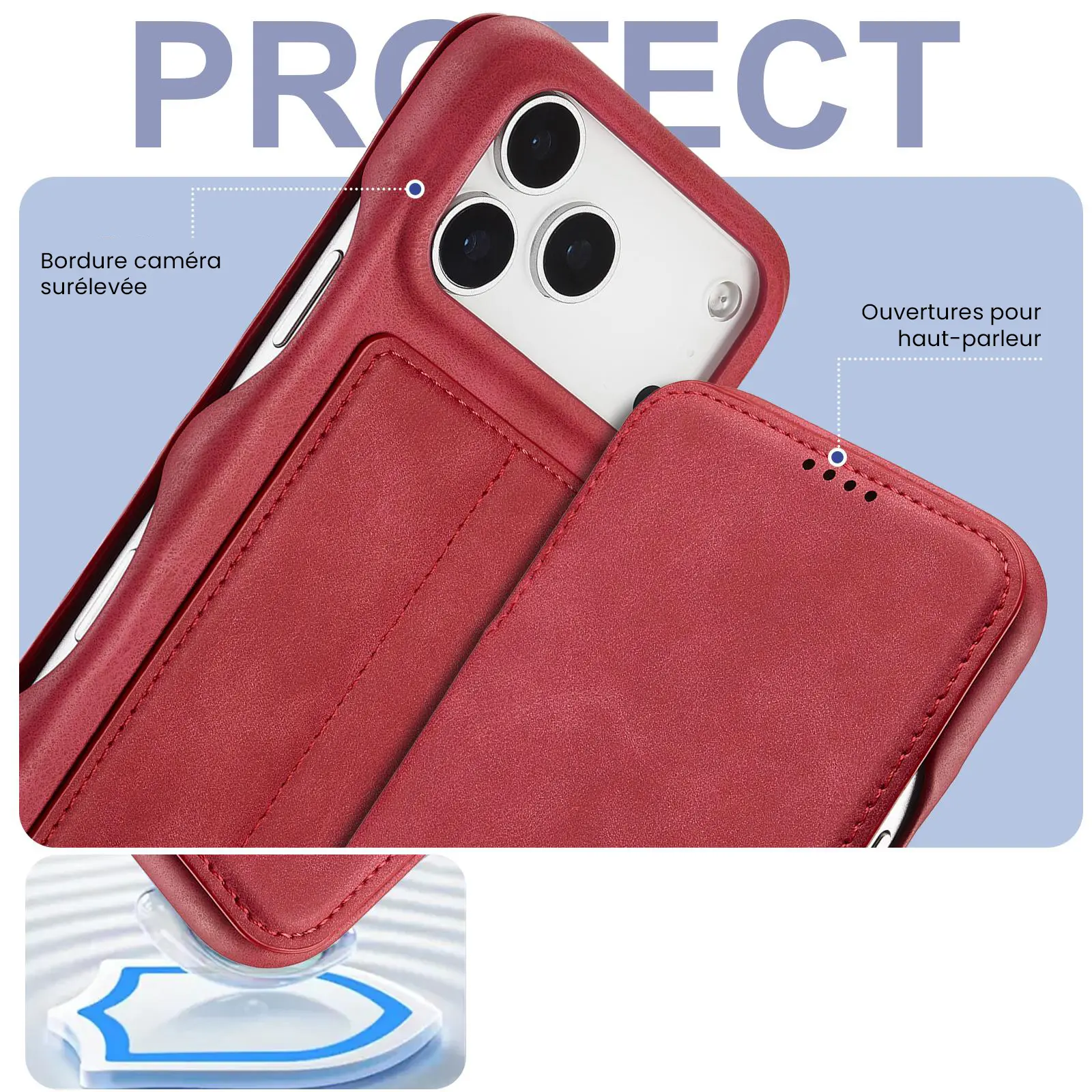 Structure de protection renforcée de l'étui LC.IMEEKE Hon Ancient rouge pour iPhone 17 Pro Max