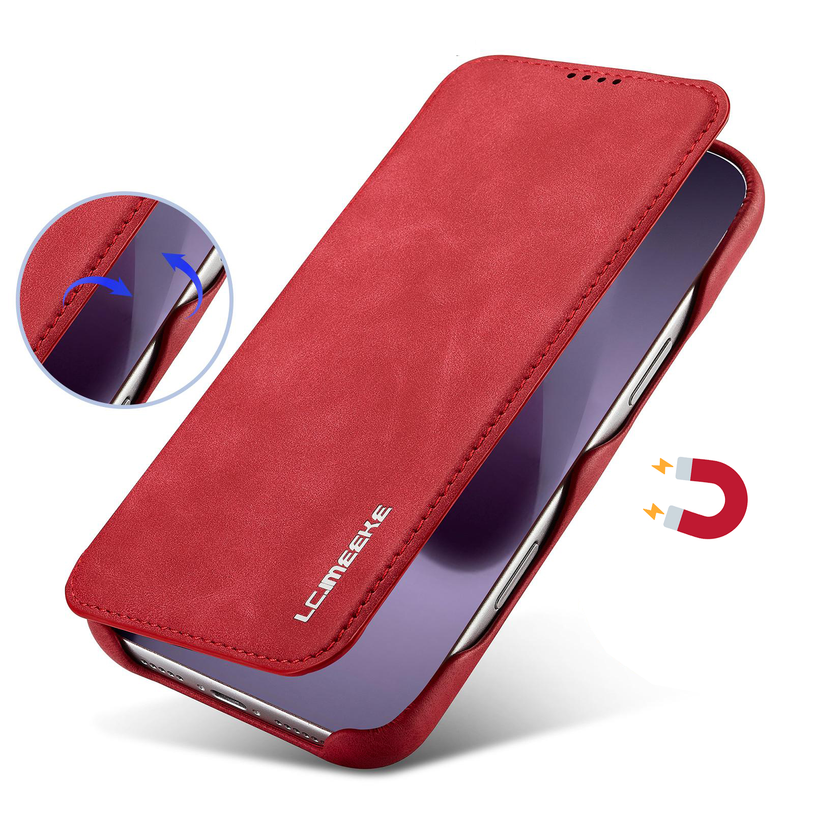 Fermeture magnétique intégrée sécurisée de l'étui LC.IMEEKE Hon Ancient rouge pour iPhone 17 Pro Max