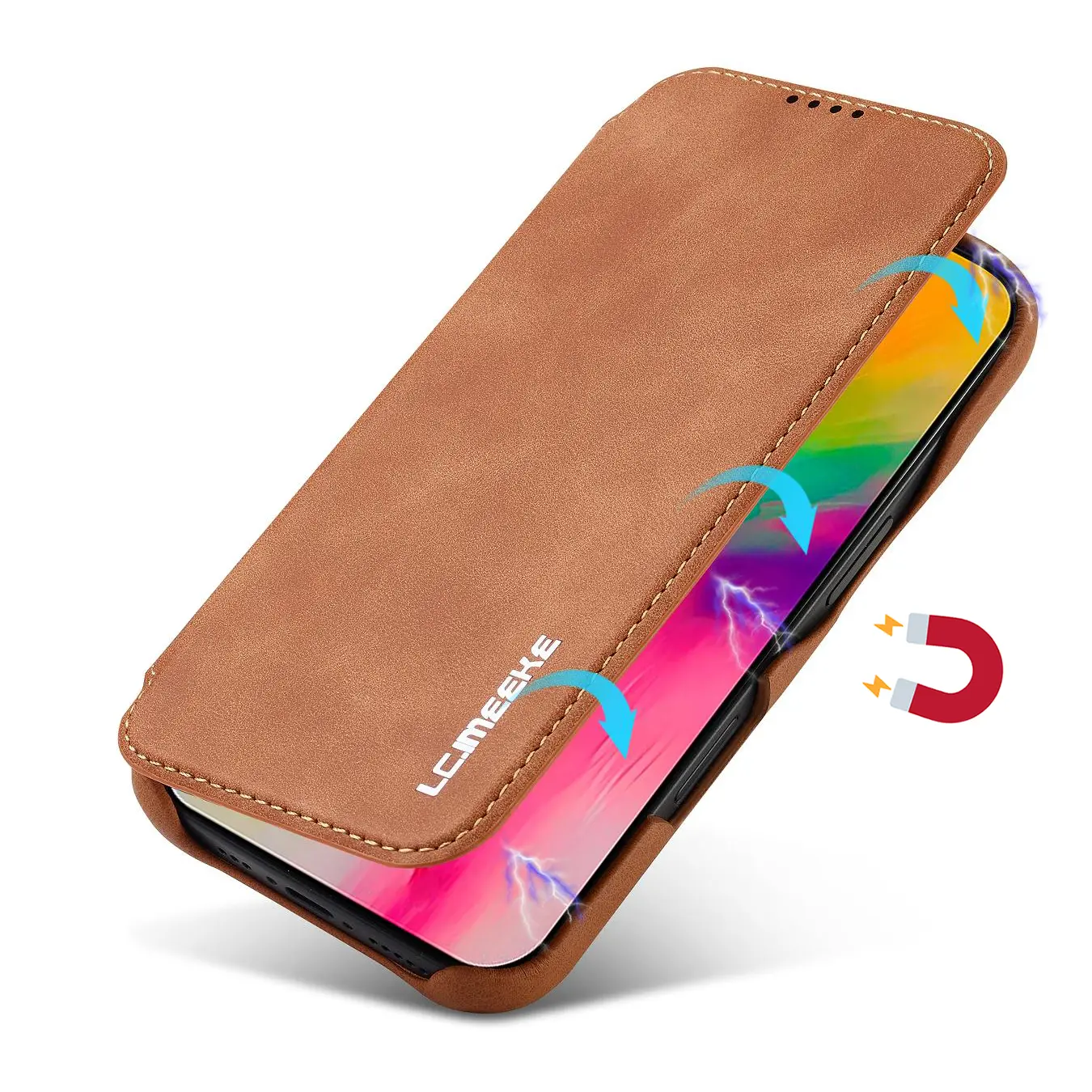 Fermeture magnétique intégrée sécurisée de l'étui LC.IMEEKE Hon Ancient ocre pour iPhone 17