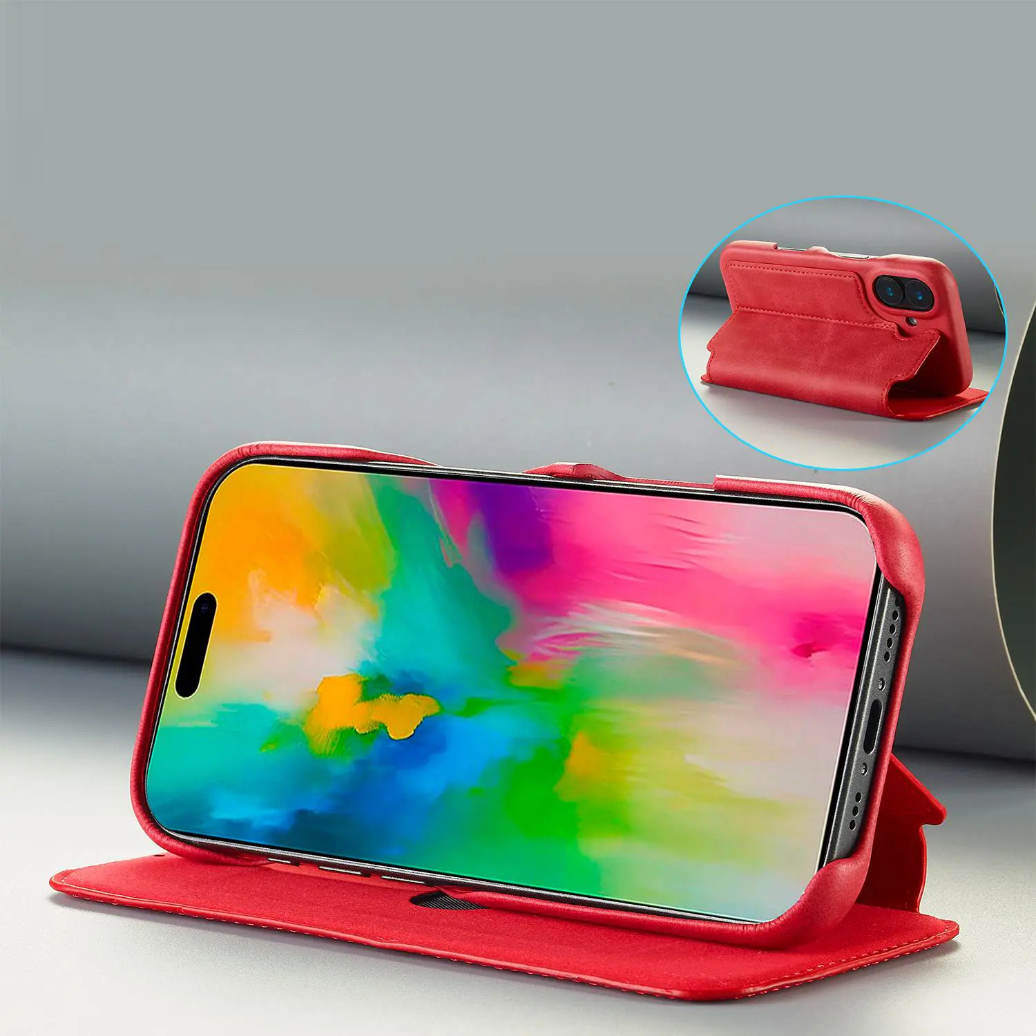 Fonction support chevalet ajustable de l'étui LC.IMEEKE Hon Ancient rouge pour iPhone 17