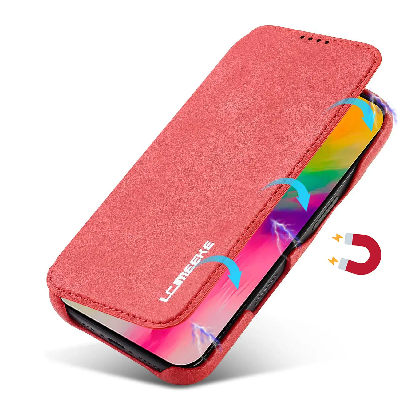 Fermeture magnétique intégrée sécurisée de l'étui LC.IMEEKE Hon Ancient rouge pour iPhone 17