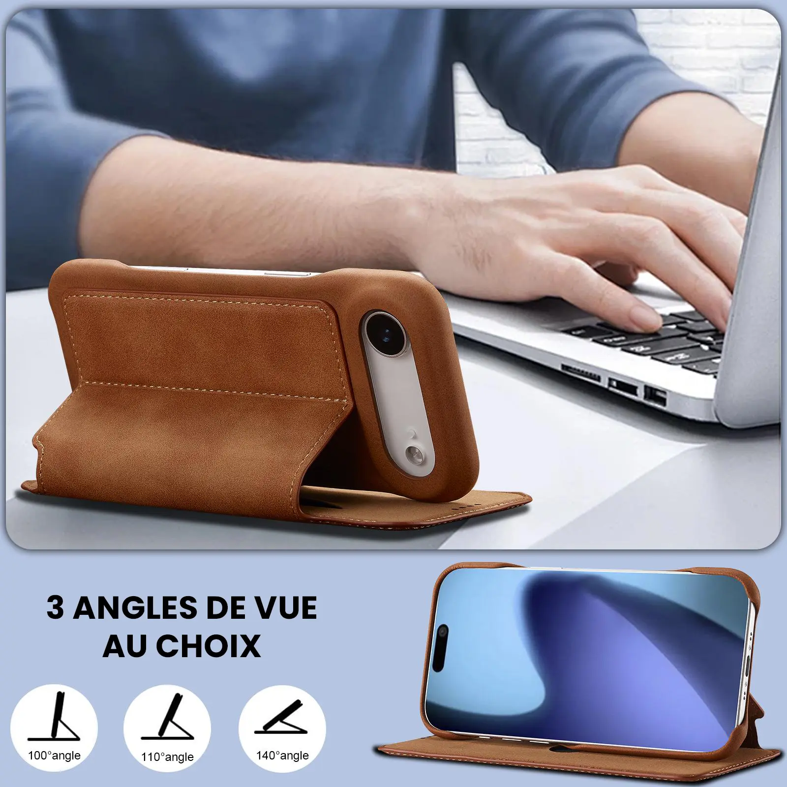 Fonction support chevalet ajustable de l'étui LC.IMEEKE Hon Ancient camel pour iPhone Air