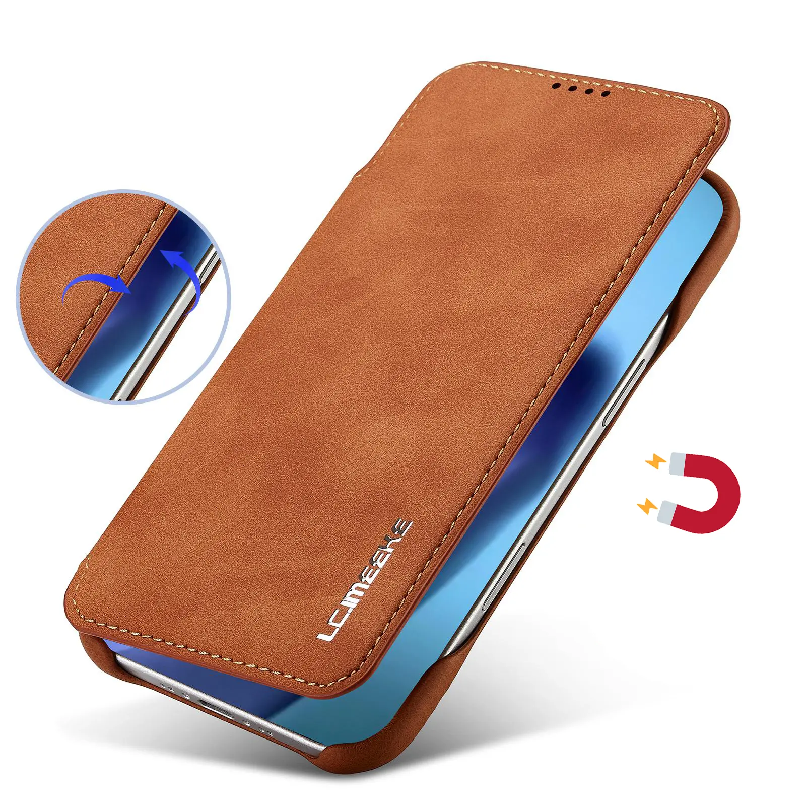 Fermeture magnétique intégrée sécurisée de l'étui LC.IMEEKE Hon Ancient camel pour iPhone Air