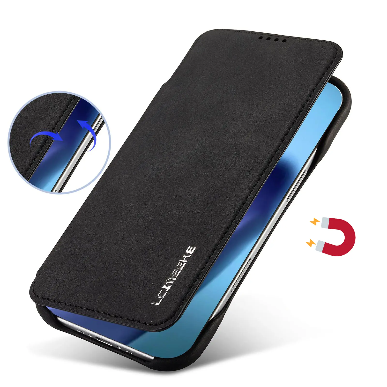 Fermeture magnétique intégrée sécurisée de l'étui LC.IMEEKE Hon Ancient noir pour iPhone Air
