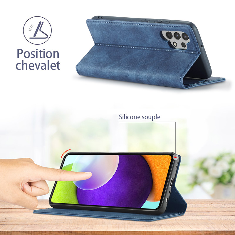 Étui CB LC.IMEEKE avec Fermeture Magnétique pour Galaxy A32 4G