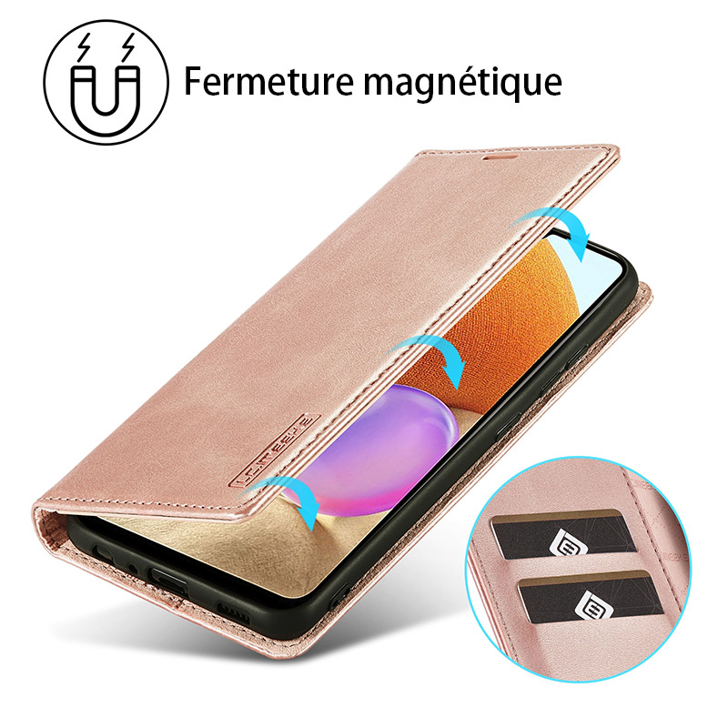 Étui CB LC.IMEEKE avec Fermeture Magnétique pour Galaxy A32 4G